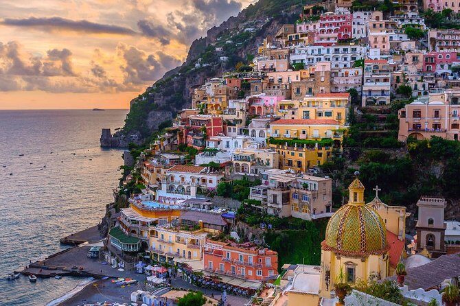Amalfi Coast Private Day Tour from Sorrento - Positano: pastel lanes, Santa Maria Assunta, and steep drops
