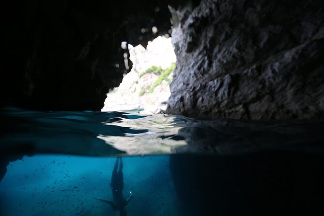 Capri Boat tour from Positano with Light Lunch, Drinks & Swim - Grotta Bianca and Grotta Verde: short cave time, big light