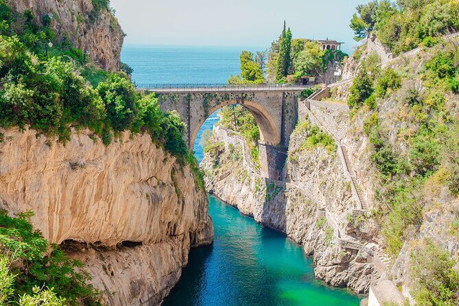 Capri Island Boat Tour from Amalfi with Snorkeling | Small Group - Praiano and the Africana Grotto: blue water from light refraction